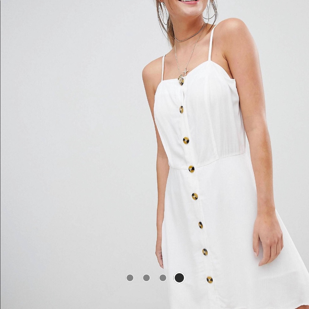Boohoo white button front dress